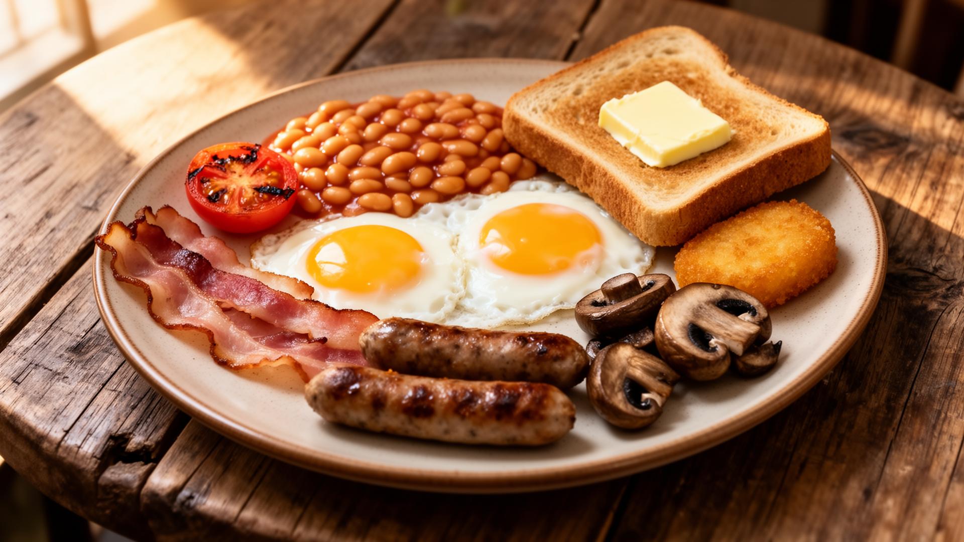 Full English breakfast at Old Pop Inn Cafe